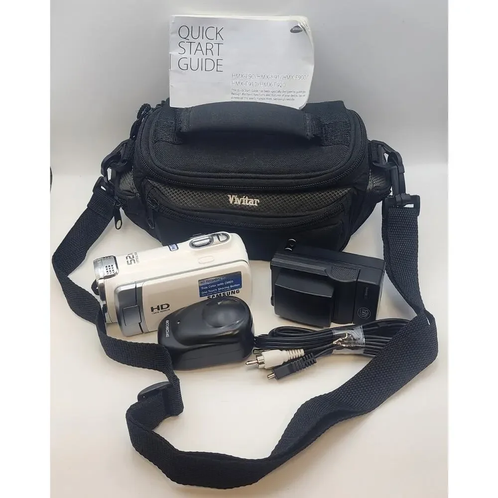 Samsung HMX-F90 HD Camcorder + New Battery, Charger, Memory Card, Manual, etc